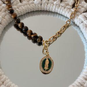 Collier "Grigri Vierge" Bohème – Perles & Acier