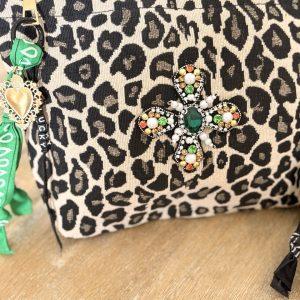 Pochette Bohème Léopard - Croix strass multicolore