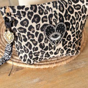 Pochette Bohème Léopard - Sacré coeur bordé noir