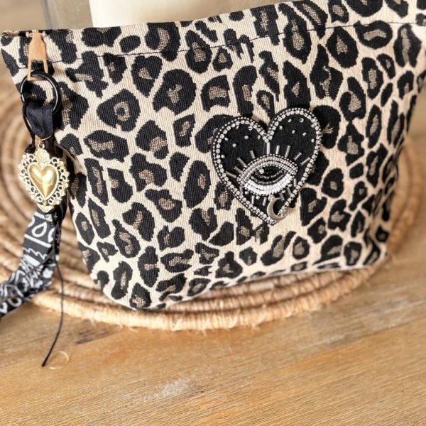 Pochette Bohème Léopard - Sacré coeur bordé noir