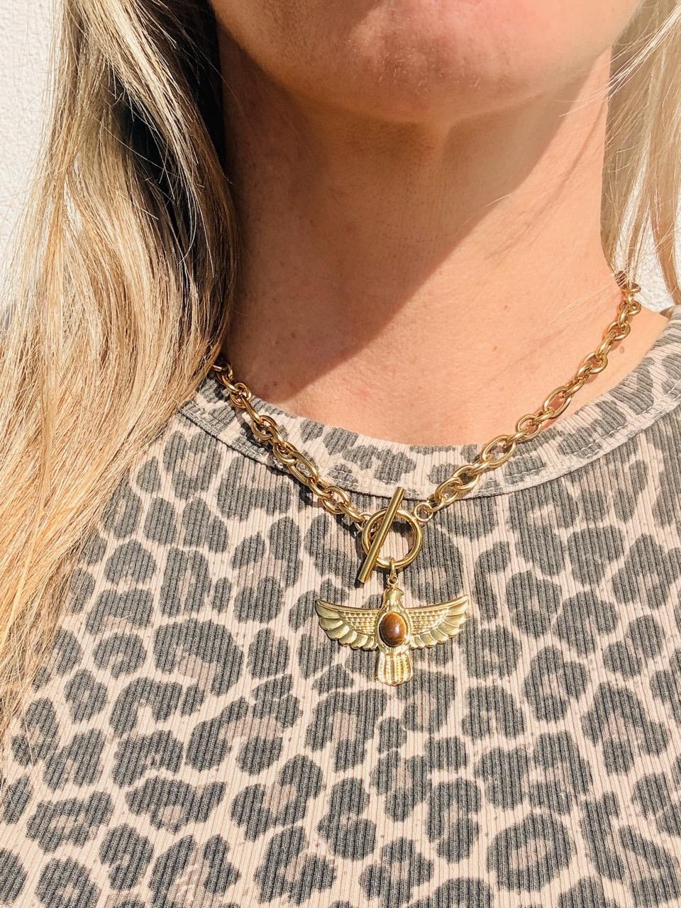 Collier Ras de Cou « Era » – Aigle Oeil du tigre – Image 2