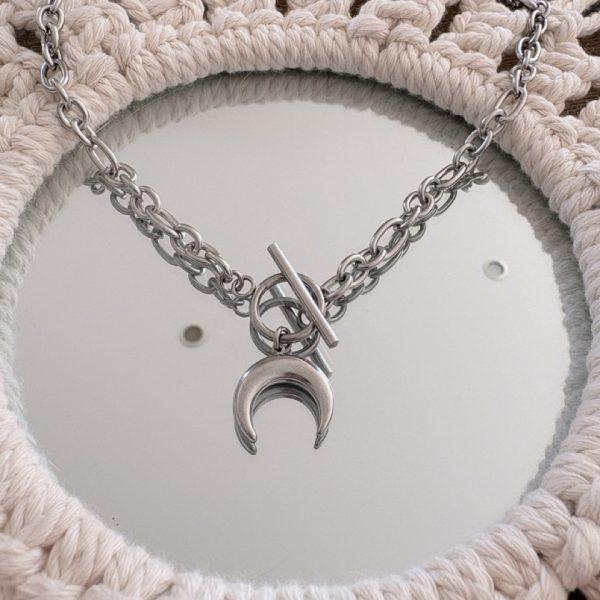 Collier Ras de Cou « Era » – Lune argenté