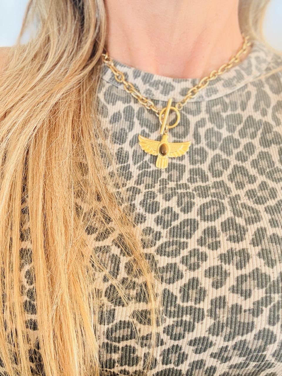 Collier Ras de Cou « Era » – Aigle Oeil du tigre – Image 6
