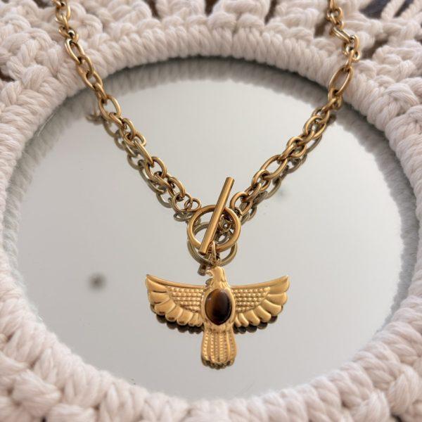 Collier Ras de Cou « Era » – Aigle Oeil du tigre
