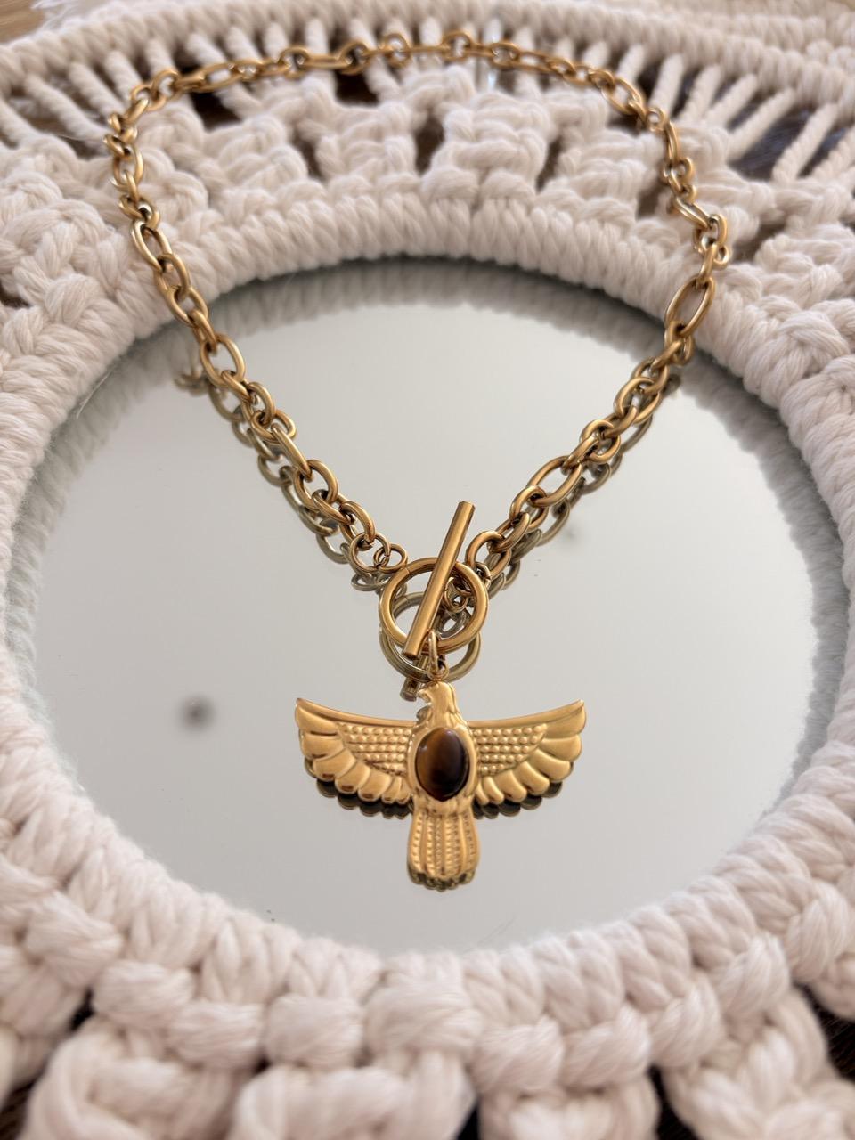 Collier Ras de Cou « Era » – Aigle Oeil du tigre