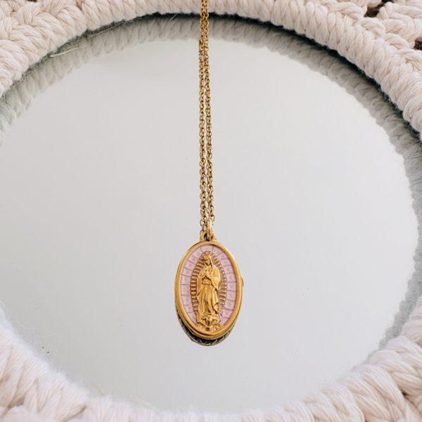 Collier Acier Inox – Notre dame de Guadalupe Rose