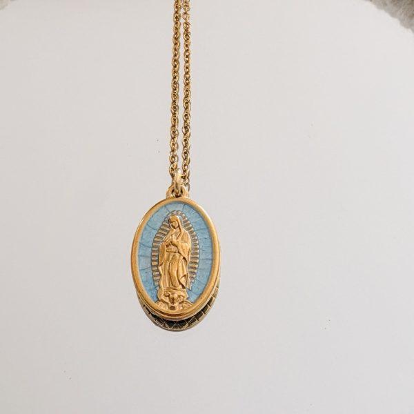 Collier Acier Inox – Notre dame de Guadalupe Bleue