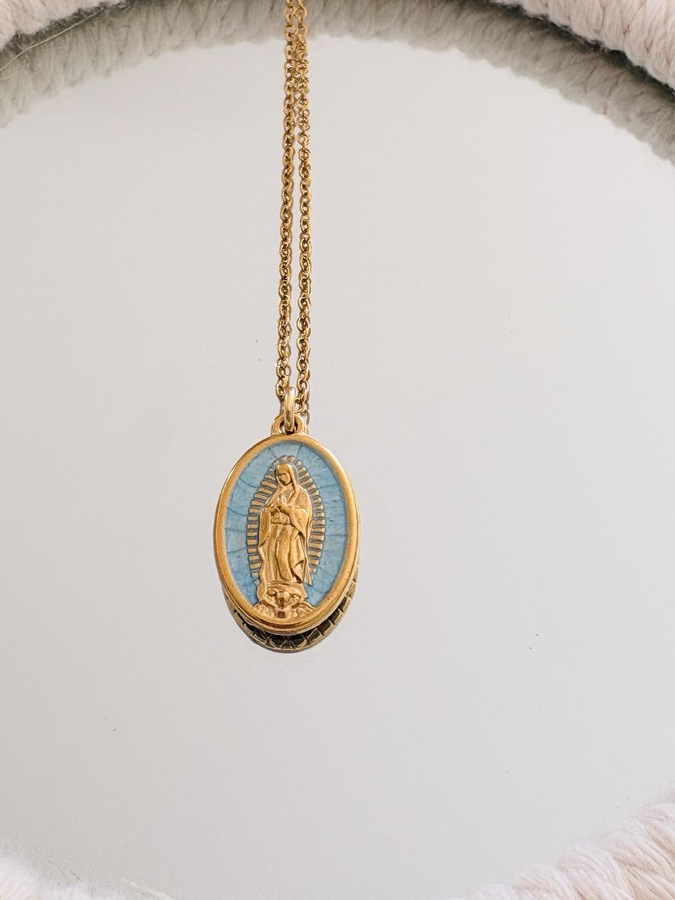Collier Acier Inox – Notre dame de Guadalupe Bleue