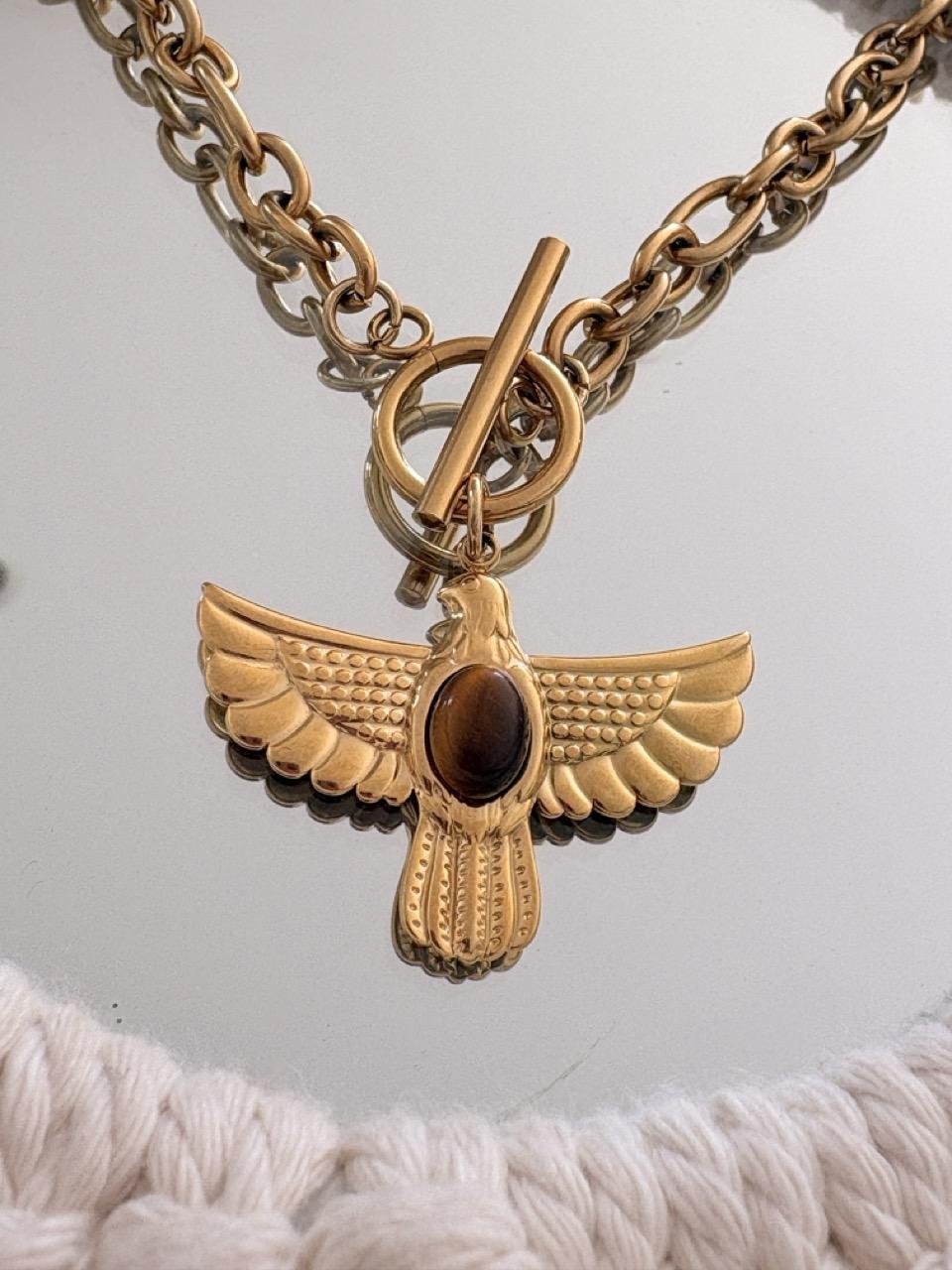 Collier Ras de Cou « Era » – Aigle Oeil du tigre – Image 4