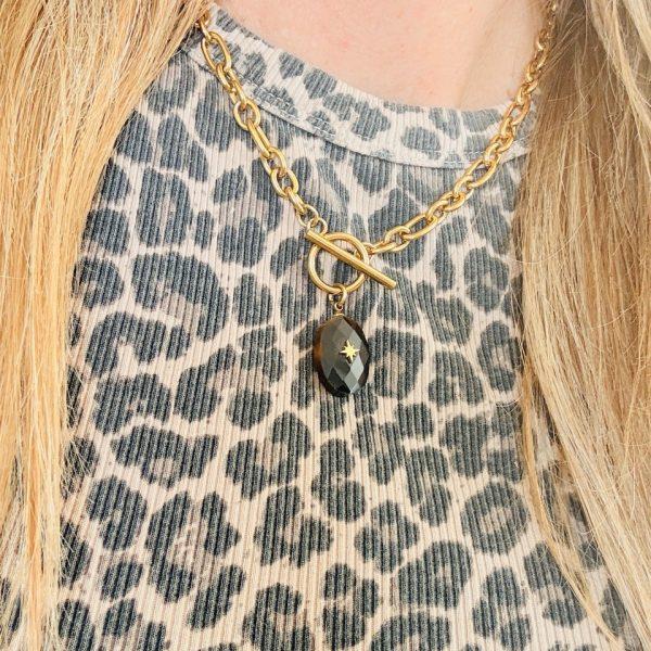 Collier Ras de Cou « Era » – Pierre Oeil du tigre