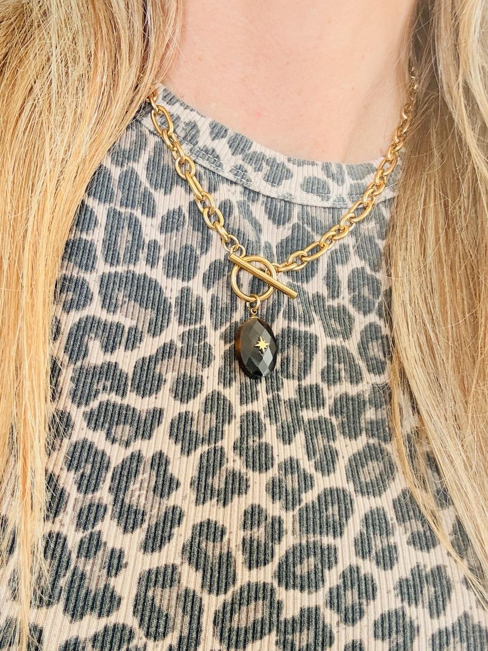 Collier Ras de Cou « Era » – Pierre Oeil du tigre