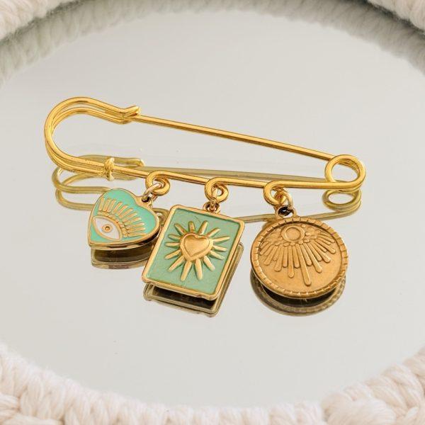 Broche Épingle Acier Inox (Cœur, Ex-Voto Green & Soleil)