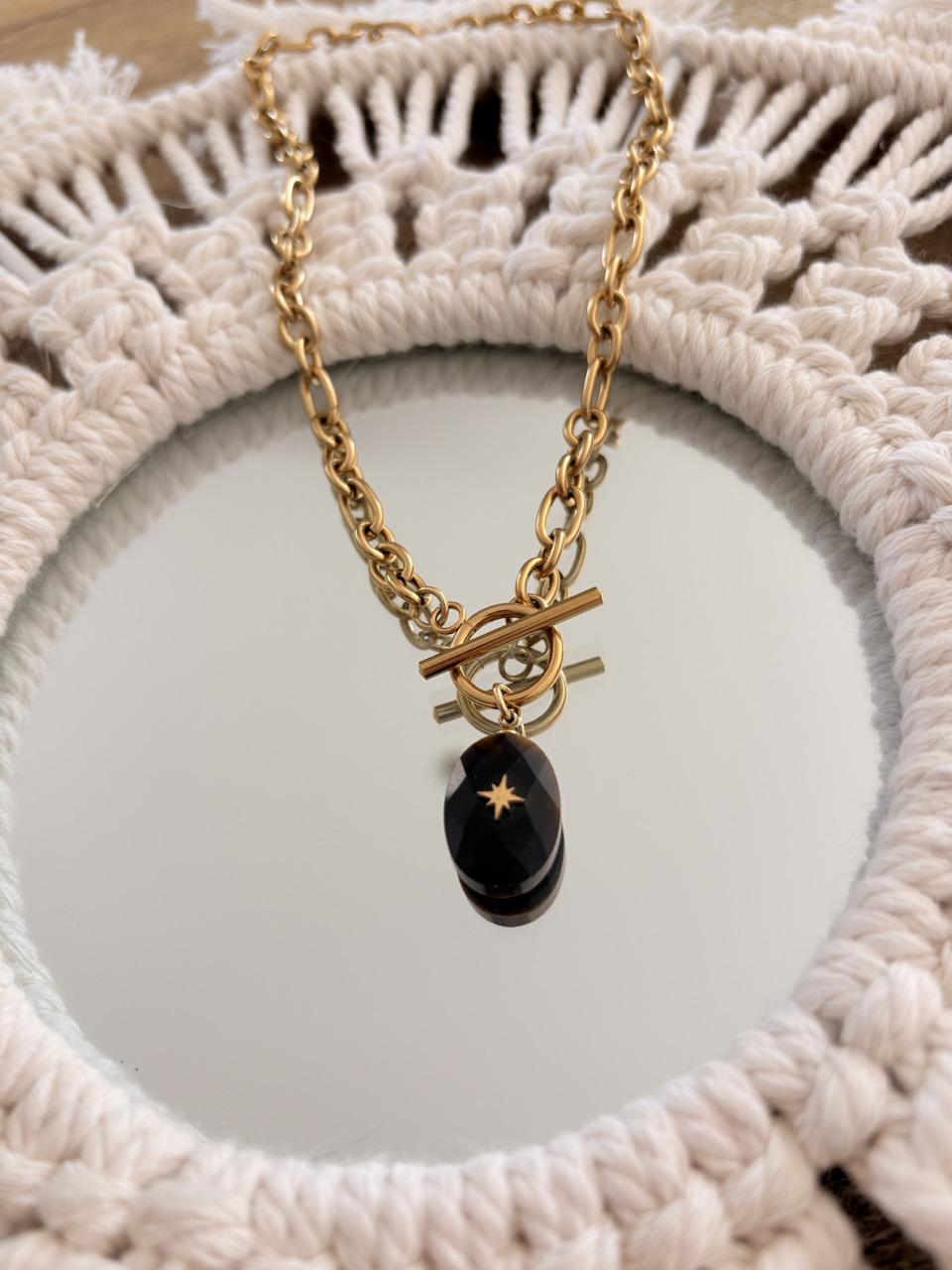 Collier Ras de Cou « Era » – Pierre Oeil du tigre – Image 4