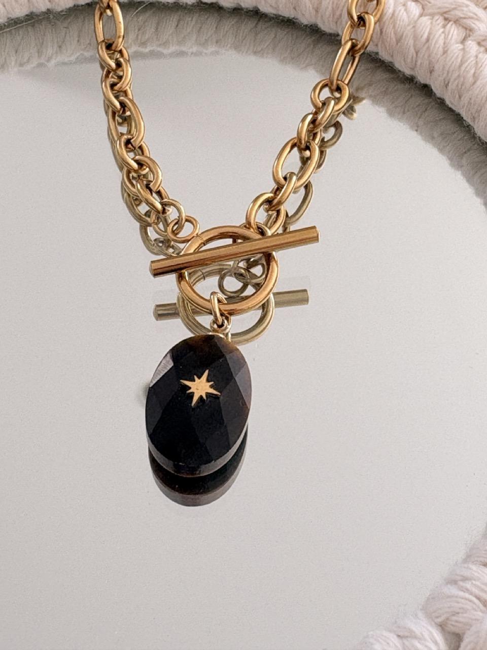 Collier Ras de Cou « Era » – Pierre Oeil du tigre – Image 3