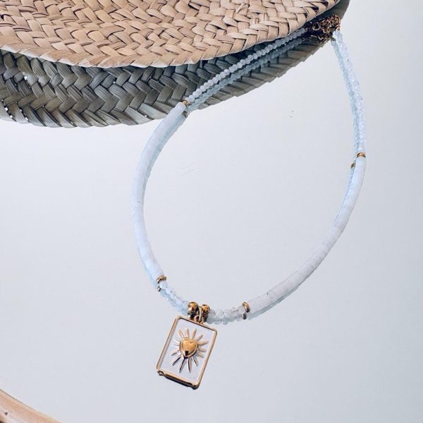 Collier Ras de Cou « Aura » – Pierre de Lune & Talisman
