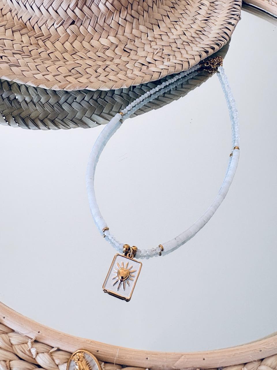 Collier Ras de Cou « Aura » – Pierre de Lune & Talisman
