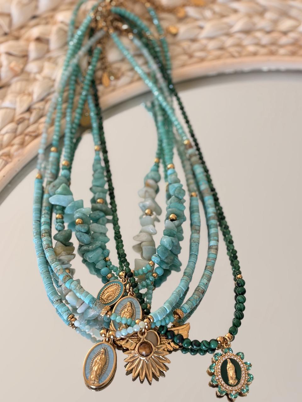 Collier Ras de Cou « Céleste » – Amazonite & Médaille Vierge – Image 11