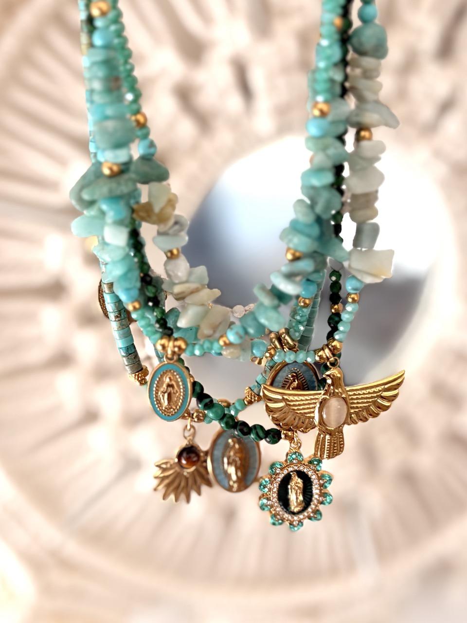 Collier Ras de Cou « Céleste » – Amazonite & Médaille Vierge – Image 8