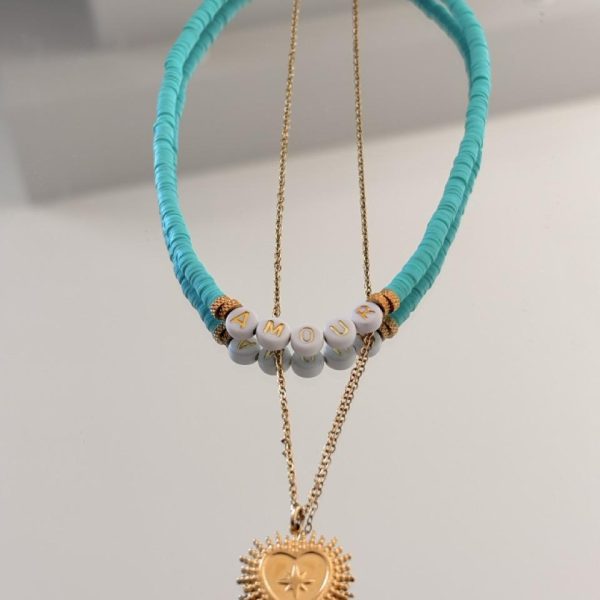 Collier Double Ras de Cou verte Emeraude - Amour