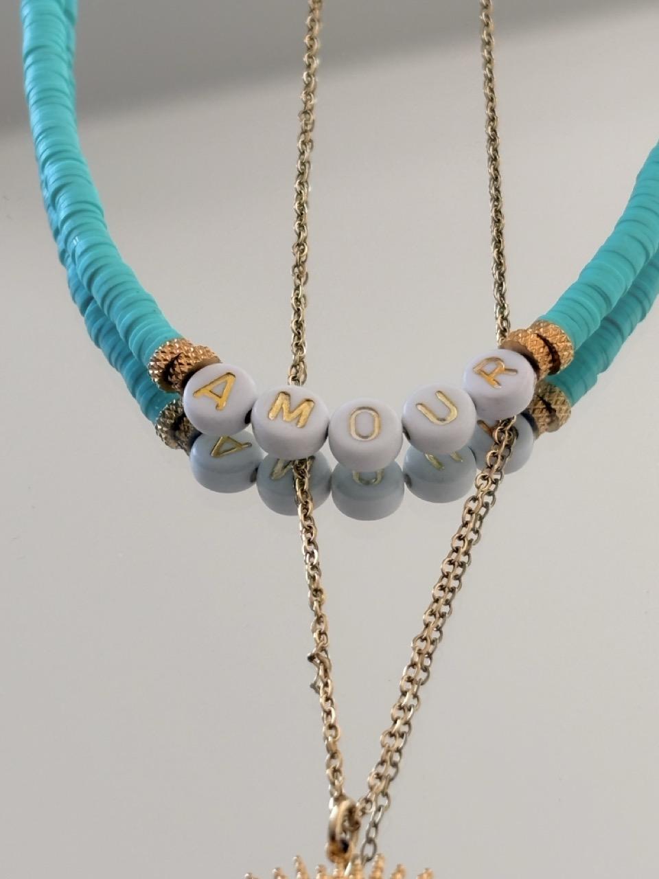 Collier Double Ras de Cou verte Emeraude - Amour – Image 2