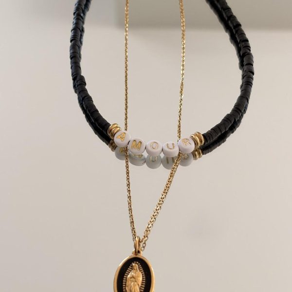 Collier Double Ras de Cou Noir - Notre dame de Guadalupe