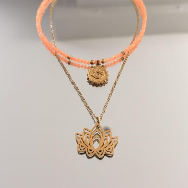 Collier Double Ras de Cou Orange - Lotus
