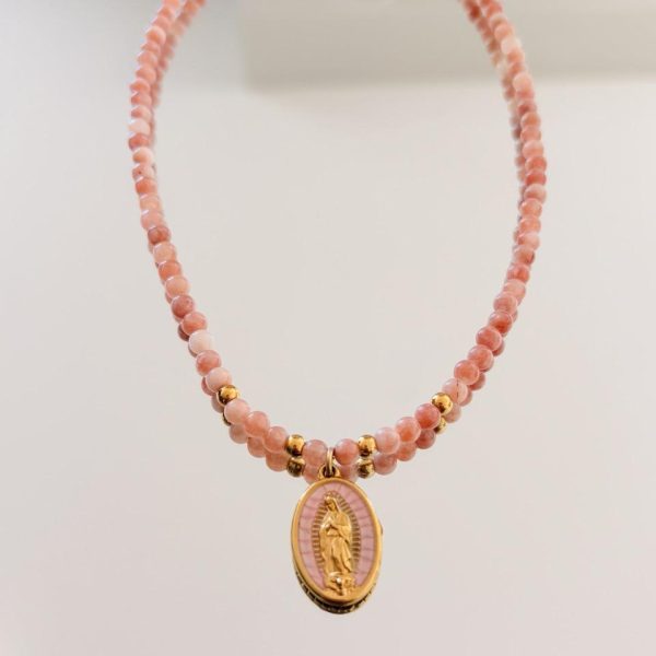 Collier Ras de Cou « Luna » – Sunstone & Notre Dame de Guadalupe
