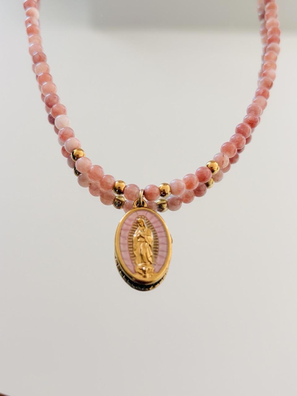 Collier Ras de Cou « Luna » – Sunstone & Notre Dame de Guadalupe – Image 4