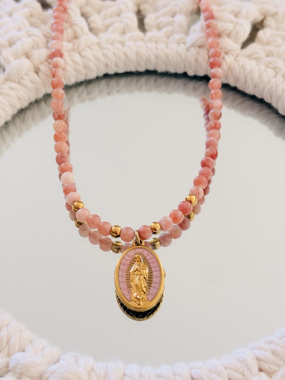 Collier Ras de Cou « Luna » – Sunstone & Notre Dame de Guadalupe – Image 2