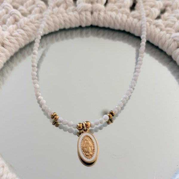 Collier Ras de Cou « Gaia » – Pierre de Lune & Vierge