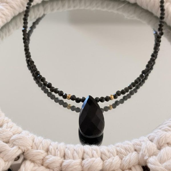 Collier Ras de Cou « Gaia » – Obsidienne & Pierre